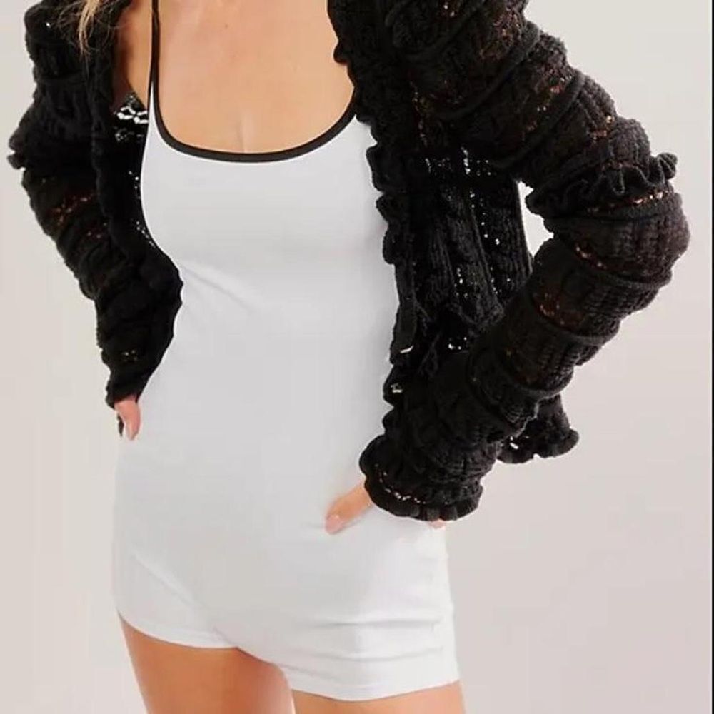 Free People NWT Basique Boyshort Onesie in black and white size M